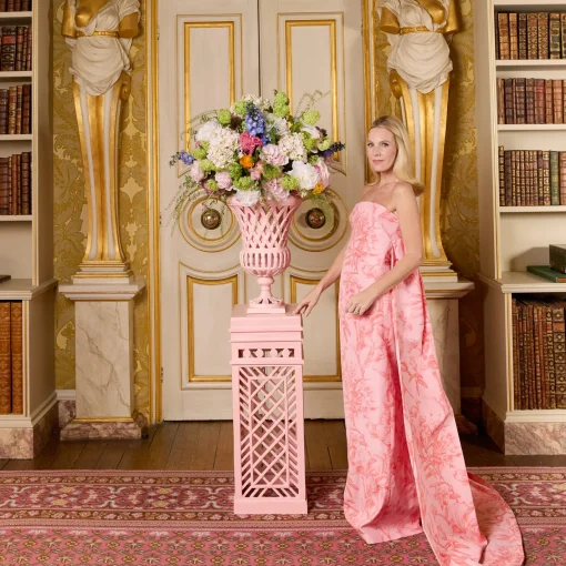 Vases | Vases & Planters<Mrs. Alice Adelaide Pink Lattice Urn & Pedestal