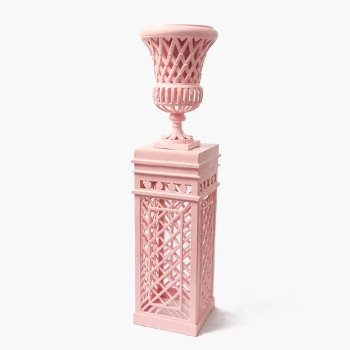 Vases | Vases & Planters<Mrs. Alice Adelaide Pink Lattice Urn & Pedestal