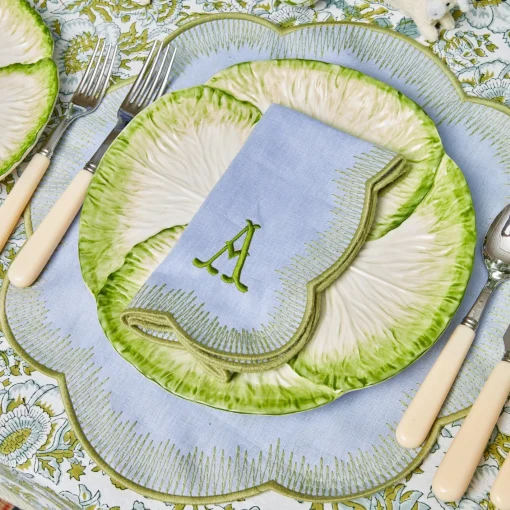 Table Linen Sets | Mrs. Alice Monogram<Mrs. Alice Alathea Blue & Green Placemats & Napkins (Set of 4)