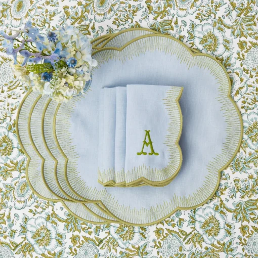 Table Linen Sets | Mrs. Alice Monogram<Mrs. Alice Alathea Blue & Green Placemats & Napkins (Set of 4)