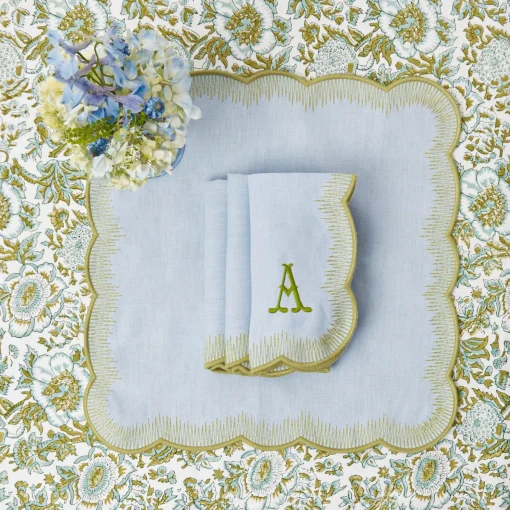 Table Linen Sets | Mrs. Alice Monogram<Mrs. Alice Alathea Blue & Green Placemats & Napkins (Set of 4)