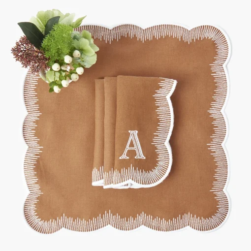 Napkins | Mrs. Alice Monogram<Mrs. Alice Alathea Caramel Linen Napkins (Set of 4)