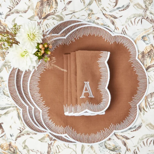 Napkins | Mrs. Alice Monogram<Mrs. Alice Alathea Caramel Linen Napkins (Set of 4)