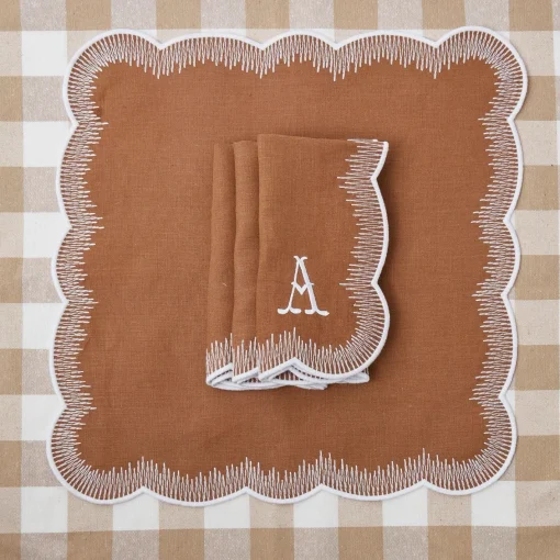 Napkins | Mrs. Alice Monogram<Mrs. Alice Alathea Caramel Linen Napkins (Set of 4)
