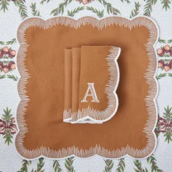Napkins | Mrs. Alice Monogram<Mrs. Alice Alathea Caramel Linen Napkins (Set of 4)