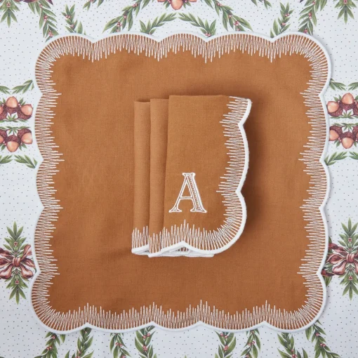 Napkins | Mrs. Alice Monogram<Mrs. Alice Alathea Caramel Linen Napkins (Set of 4)