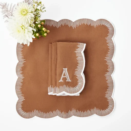 Napkins | Mrs. Alice Monogram<Mrs. Alice Alathea Caramel Linen Napkins (Set of 4)
