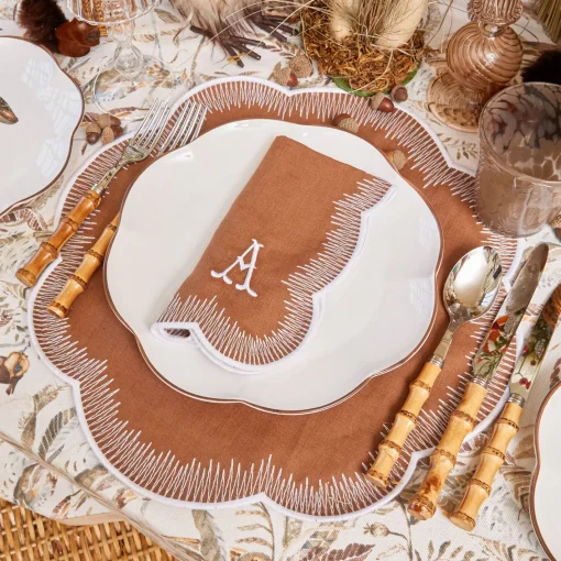 Napkins | Mrs. Alice Monogram<Mrs. Alice Alathea Caramel Linen Napkins (Set of 4)