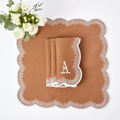 Table Linen Sets | Mrs. Alice Monogram<Mrs. Alice Alathea Caramel Linen Placemats & Napkins (Set of 4)