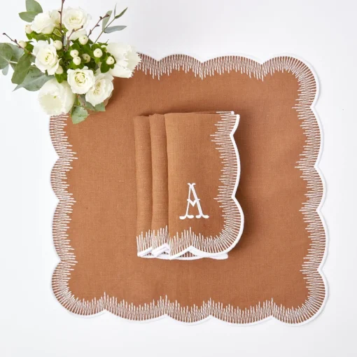 Table Linen Sets | Mrs. Alice Monogram<Mrs. Alice Alathea Caramel Linen Placemats & Napkins (Set of 4)