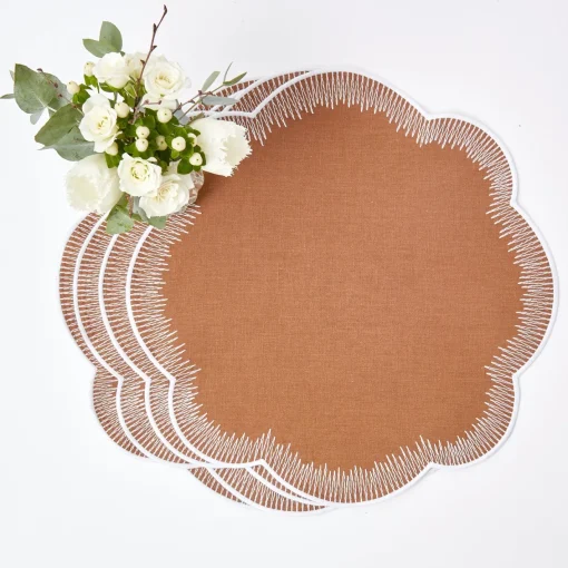 Table Linen Sets | Mrs. Alice Monogram<Mrs. Alice Alathea Caramel Linen Placemats & Napkins (Set of 4)