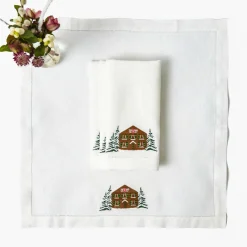 Napkins | Under £100<Mrs. Alice Alpine Chalet White Linen Napkins (Set of 4)
