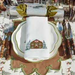 Napkins | Under £100<Mrs. Alice Alpine Chalet White Linen Napkins (Set of 4)