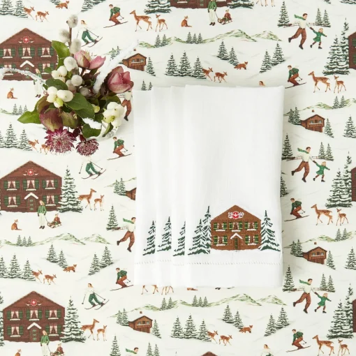 Napkins | Under £100<Mrs. Alice Alpine Chalet White Linen Napkins (Set of 4)
