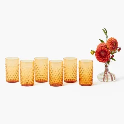 Glasses<Mrs. Alice Amber Hobnail Glasses (Set of 6)