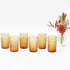 Glasses<Mrs. Alice Amber Hobnail Glasses (Set of 6)