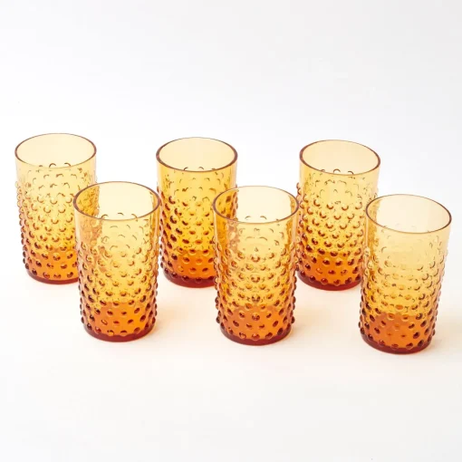 Glasses<Mrs. Alice Amber Hobnail Glasses (Set of 6)