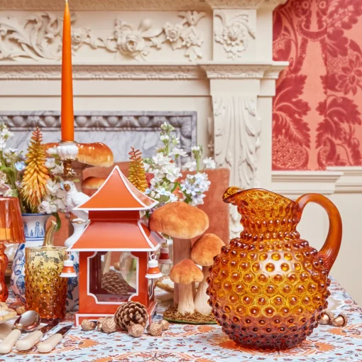 Glassware Sets<Mrs. Alice Amber Hobnail Jug and Glasses (Set of 6)