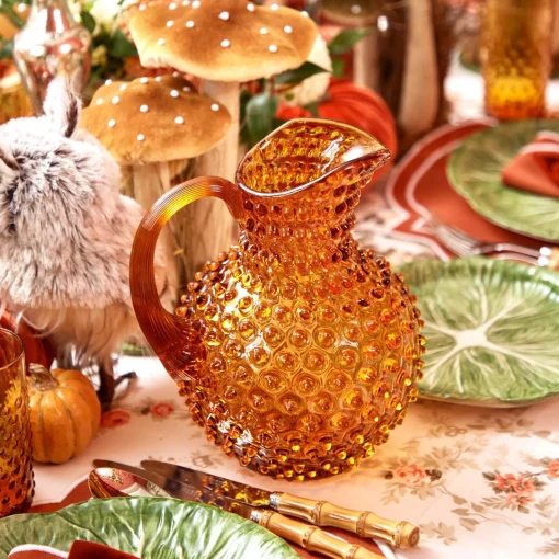 Glassware Sets<Mrs. Alice Amber Hobnail Jug and Glasses (Set of 6)