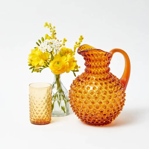 Glassware Sets<Mrs. Alice Amber Hobnail Jug and Glasses (Set of 6)