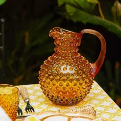 Glassware Sets<Mrs. Alice Amber Hobnail Jug and Glasses (Set of 6)