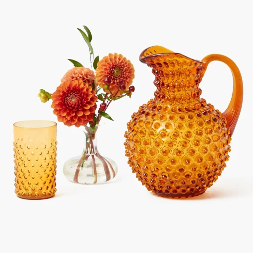 Glassware Sets<Mrs. Alice Amber Hobnail Jug and Glasses (Set of 6)