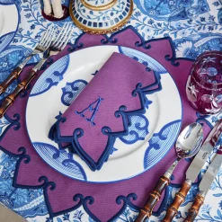 Napkins | Mrs. Alice Monogram<Mrs. Alice Angelina Aubergine & Blue Napkins (Set of 4)