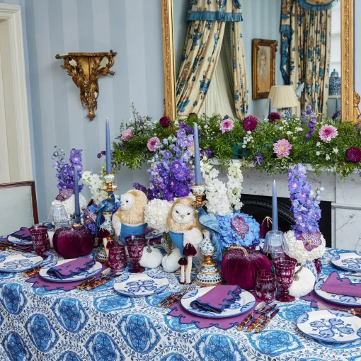 Napkins | Mrs. Alice Monogram<Mrs. Alice Angelina Aubergine & Blue Napkins (Set of 4)
