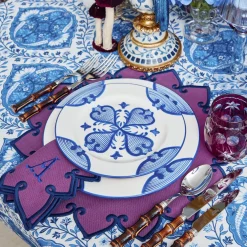 Napkins | Mrs. Alice Monogram<Mrs. Alice Angelina Aubergine & Blue Napkins (Set of 4)