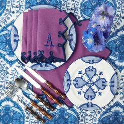 Napkins | Mrs. Alice Monogram<Mrs. Alice Angelina Aubergine & Blue Napkins (Set of 4)