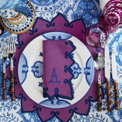 Napkins | Mrs. Alice Monogram<Mrs. Alice Angelina Aubergine & Blue Napkins (Set of 4)