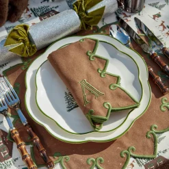 Napkins | Mrs. Alice Monogram<Mrs. Alice Angelina Chestnut & Green Napkins (Set of 4)