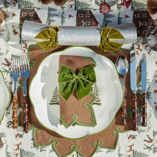 Table Linen Sets | Mrs. Alice Monogram<Mrs. Alice Angelina Chestnut & Green Placemats & Napkins (Set of 4)