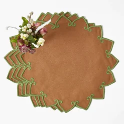 Table Linen Sets | Mrs. Alice Monogram<Mrs. Alice Angelina Chestnut & Green Placemats & Napkins (Set of 4)