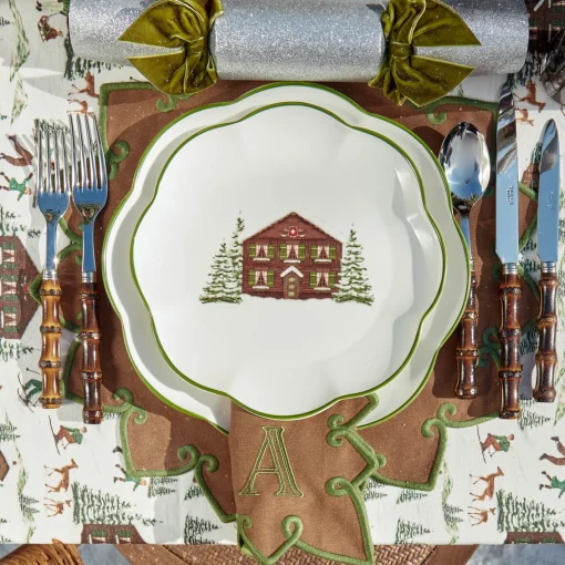 Napkins | Mrs. Alice Monogram<Mrs. Alice Angelina Chestnut & Green Napkins (Set of 4)