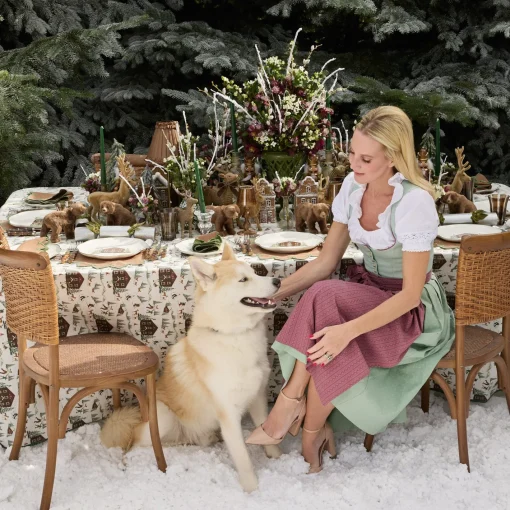 Table Linen Sets | Mrs. Alice Monogram<Mrs. Alice Angelina Chestnut & Green Placemats & Napkins (Set of 4)