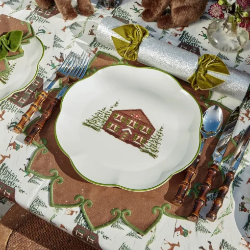 Table Linen Sets | Mrs. Alice Monogram<Mrs. Alice Angelina Chestnut & Green Placemats & Napkins (Set of 4)
