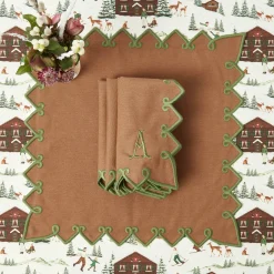 Napkins | Mrs. Alice Monogram<Mrs. Alice Angelina Chestnut & Green Napkins (Set of 4)