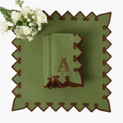 Napkins | Mrs. Alice Monogram<Mrs. Alice Angelina Forest Green & Brown Napkins (Set of 4)