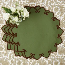 Placemats<Mrs. Alice Angelina Forest Green & Brown Placemats (Set of 4)