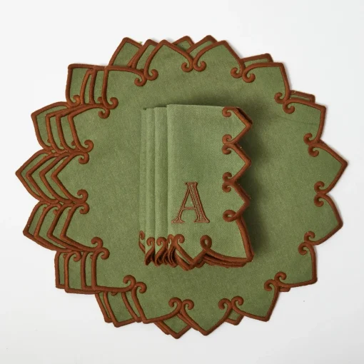 Placemats<Mrs. Alice Angelina Forest Green & Brown Placemats (Set of 4)