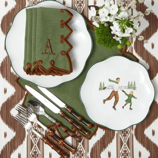 Napkins | Mrs. Alice Monogram<Mrs. Alice Angelina Forest Green & Brown Napkins (Set of 4)