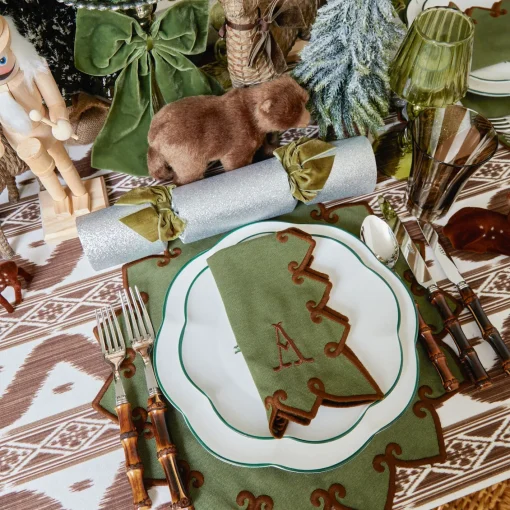 Napkins | Mrs. Alice Monogram<Mrs. Alice Angelina Forest Green & Brown Napkins (Set of 4)