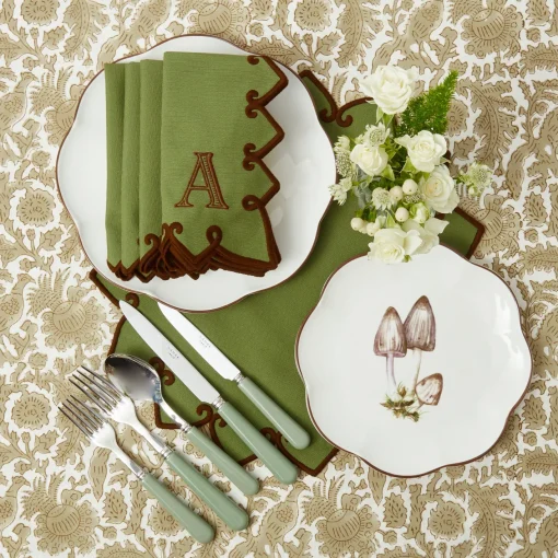 Napkins | Mrs. Alice Monogram<Mrs. Alice Angelina Forest Green & Brown Napkins (Set of 4)