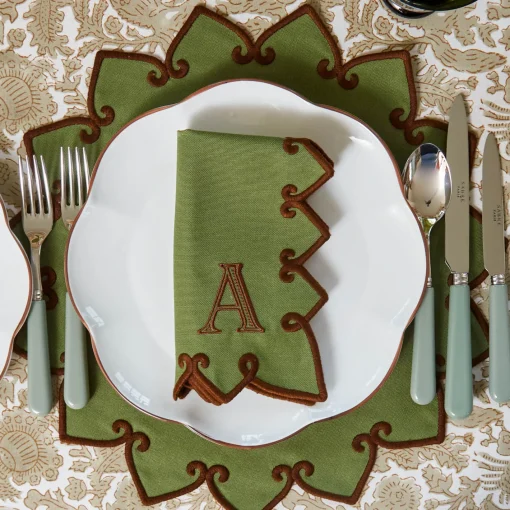 Placemats<Mrs. Alice Angelina Forest Green & Brown Placemats (Set of 4)