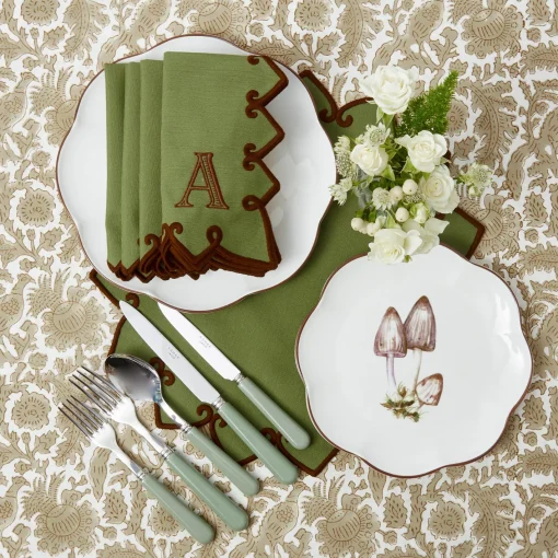 Placemats<Mrs. Alice Angelina Forest Green & Brown Placemats (Set of 4)