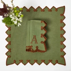 Napkins | Mrs. Alice Monogram<Mrs. Alice Angelina Forest Green & Brown Napkins (Set of 4)