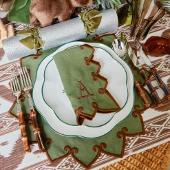 Napkins | Mrs. Alice Monogram<Mrs. Alice Angelina Forest Green & Brown Napkins (Set of 4)