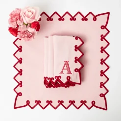 Napkins | Mrs. Alice Monogram<Mrs. Alice Angelina Pink & Red Napkins (Set of 4)