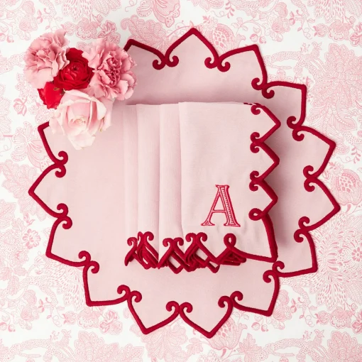 Napkins | Mrs. Alice Monogram<Mrs. Alice Angelina Pink & Red Napkins (Set of 4)